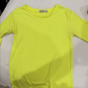 stradivarius Neon Yellow Short Sleeve Ribbed Tee